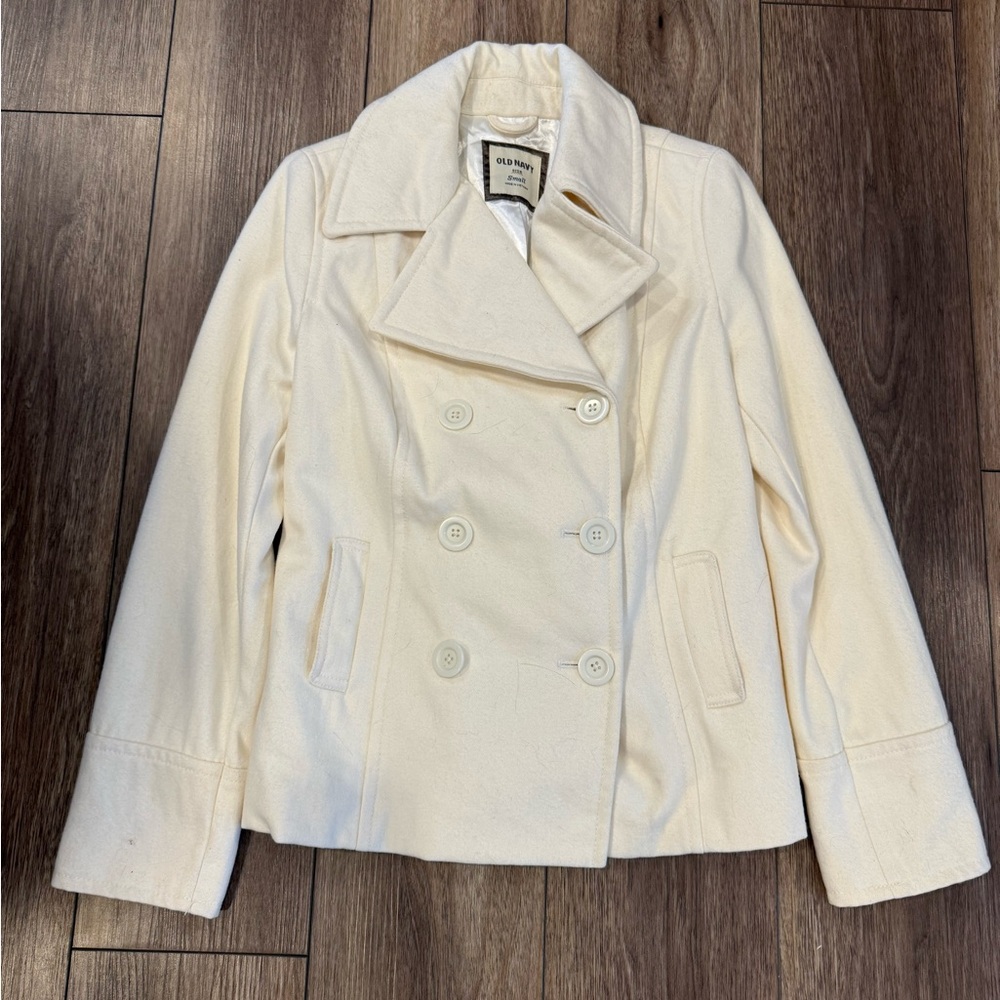 Old Navy Women's Off-White Pea Coat